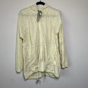 Womens Prana Lightweight Windbreaker Hooded Zip Up Jacket XS Yellow Camping Hike